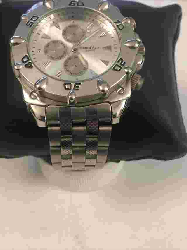 Cote D' Azur Men’s Faux Chronograph Watch Silver Tone