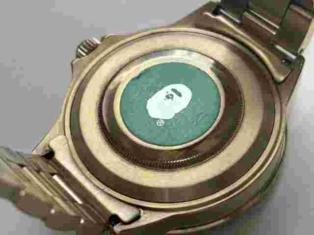 A Bathing Ape Analog Automatic Men Gold Bapex Black Dial Watch With Case Limited