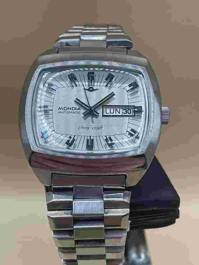 Super Rare Vintage Mondia Chris Craft 70’s  Watch Automatic All Steel Serviced