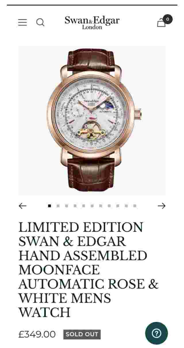 LIMITED EDITION SWAN & EDGAR  MOONFACE AUTOMATIC ROSE & WHITE MENS WATCH RRP 349