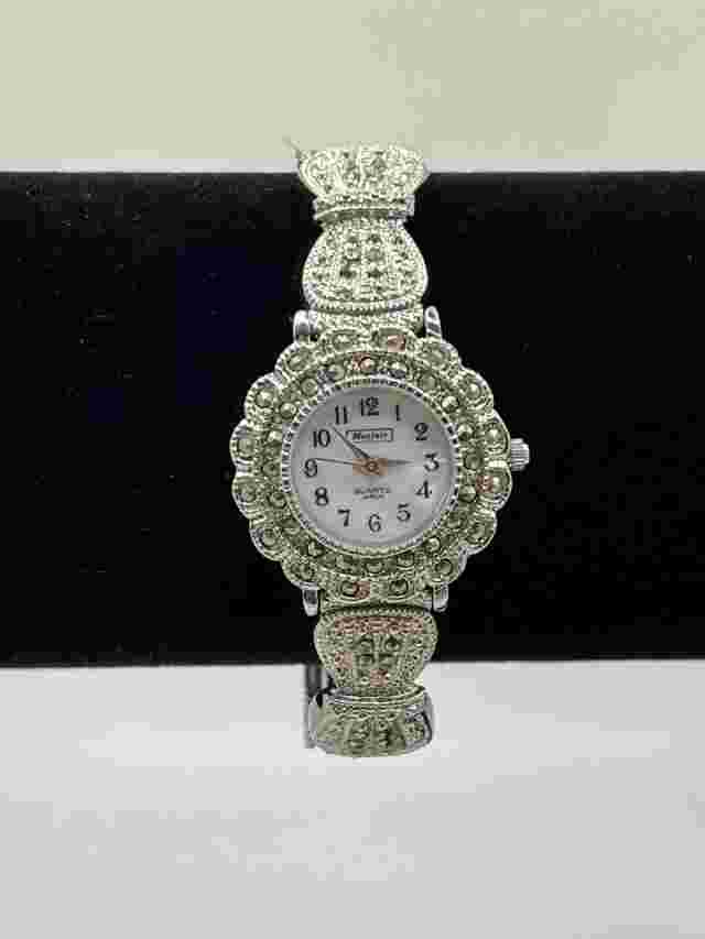 Mayfair Women’s Marcasite Quartz Watch 7.25” ACCUTIME Watch Corp. SN64 Japan