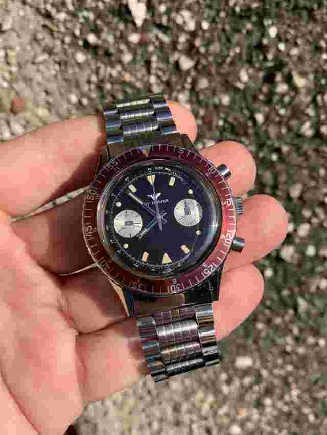 COOL 1970s Vintage Wittnauer Longines Chronograph Mens Watch Ref 3525 40mm Swiss
