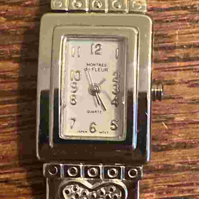 Montres De Fleur Watch Silver Heart Watch Brown Leather Band New