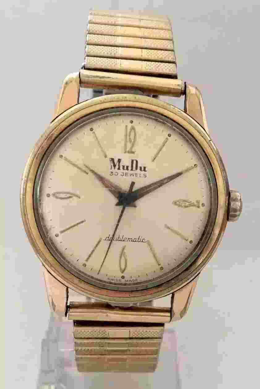 Rolled Gold & Stainless Steel Vinatge1960’s  MuDu 30 Jewels Automatic Wristwatch