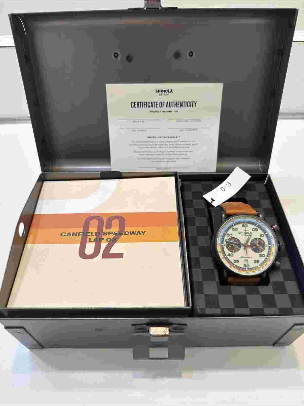Shinola Canfield Lap 02 Limited Edition Wrist watch 013/250 w Box & Papers