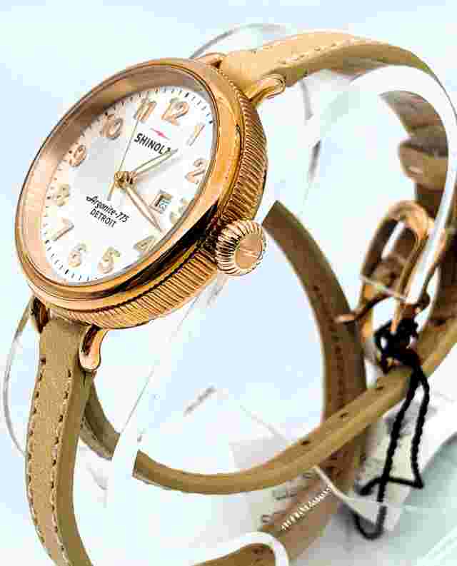 Shinola Womens The Birdy Leather Strap Watch 34mm