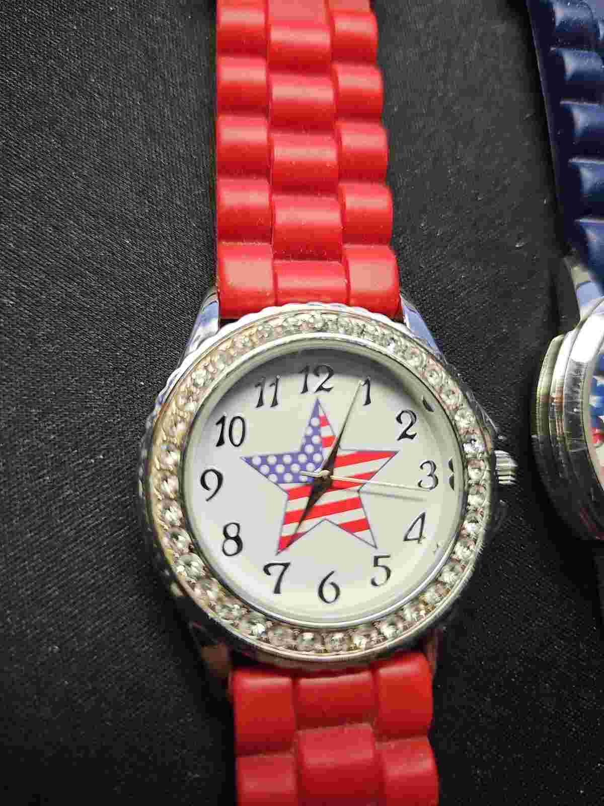 Kim Rogers Adult American Flag Watch 17272 navy band & Star Watch 17902 red band
