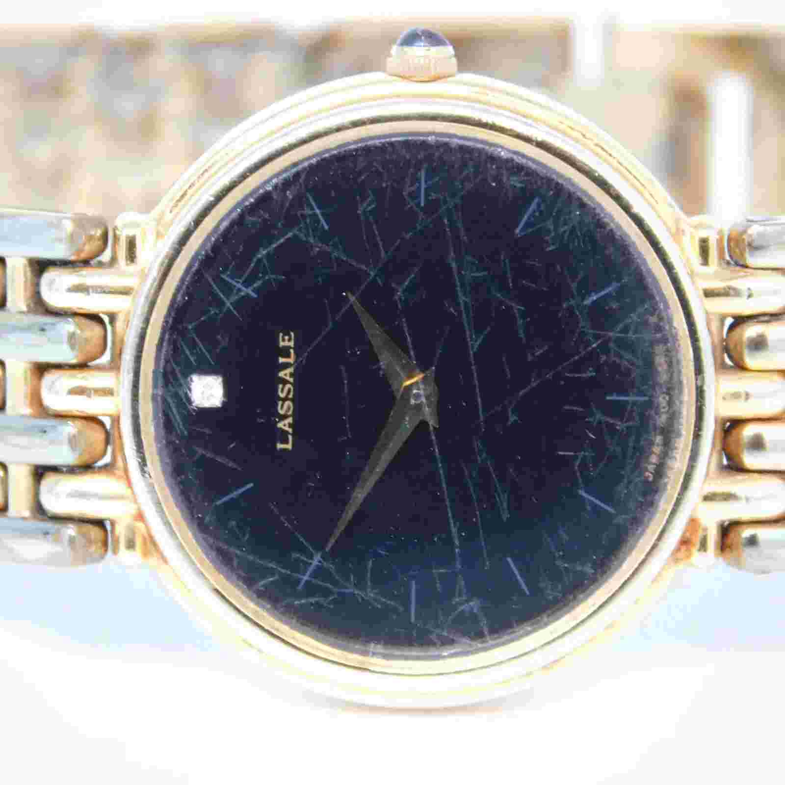 LASSALE 1N00-0J89 Gold Tone Quartz Analog Women's Watch Sz. 6 3/4" New Battery