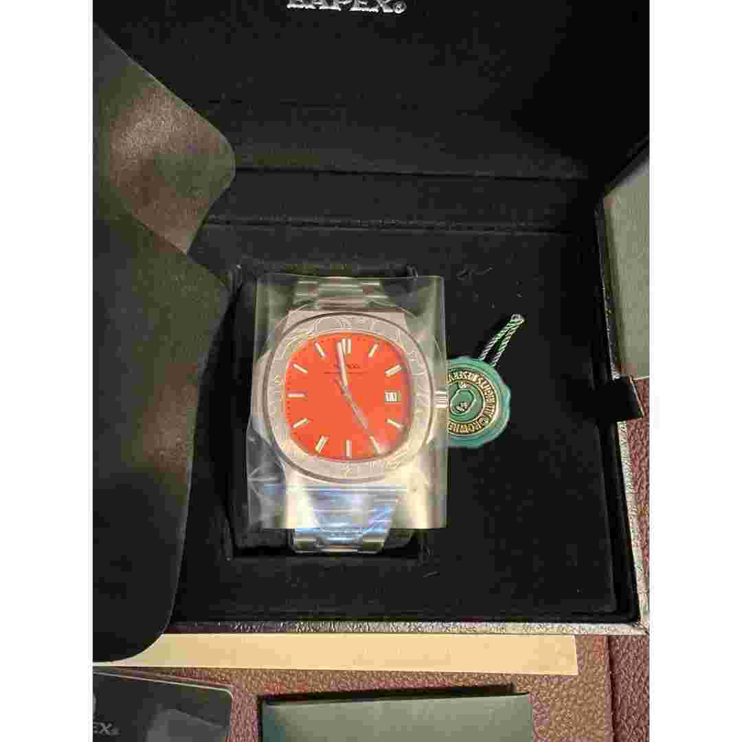 A BATHING APE Type 10 Bapex WRISTWATCH Silver Orange