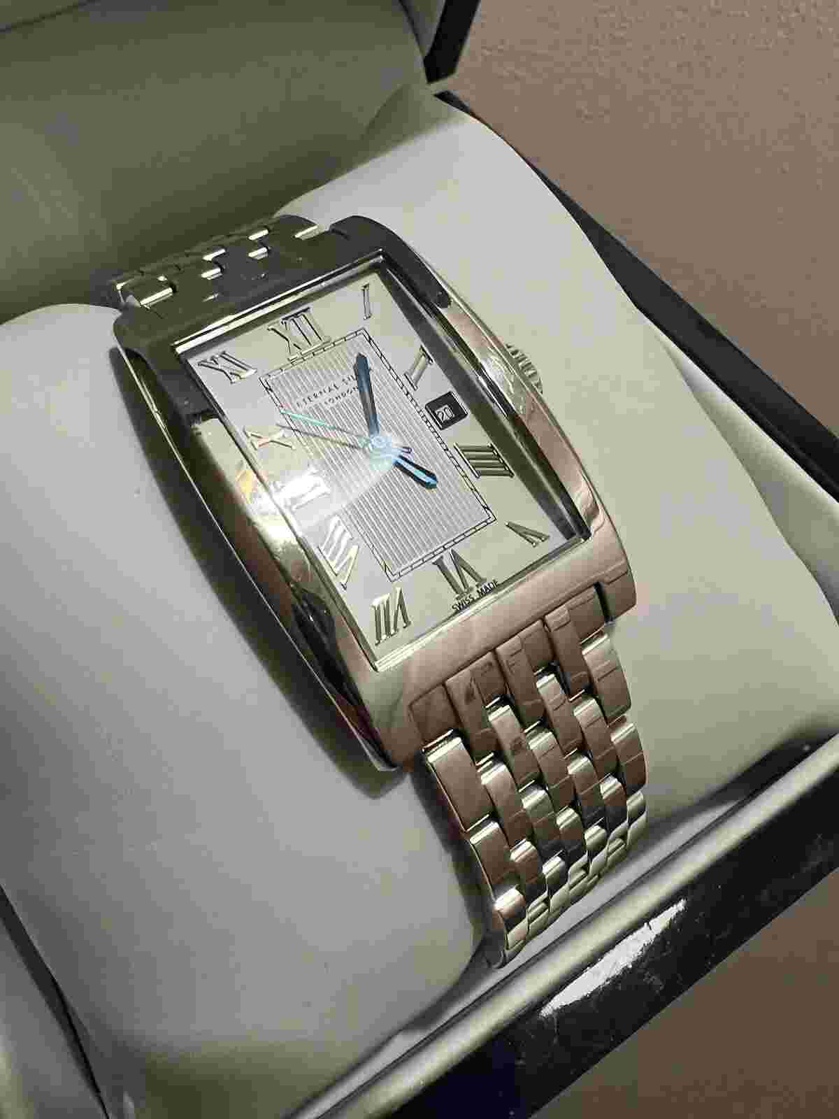 Superb English Solid Silver Men Watch Tank Style High Grade Britannia Silver