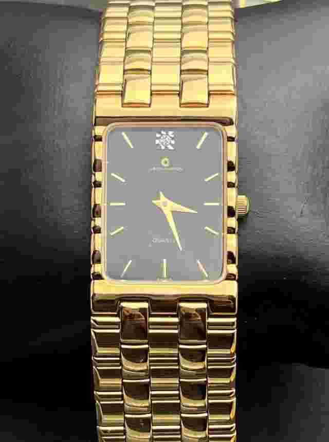 Vintage New 1994 JB CHAMPION Diamond Tank Men’s 34mm Quartz Watch Gold Black