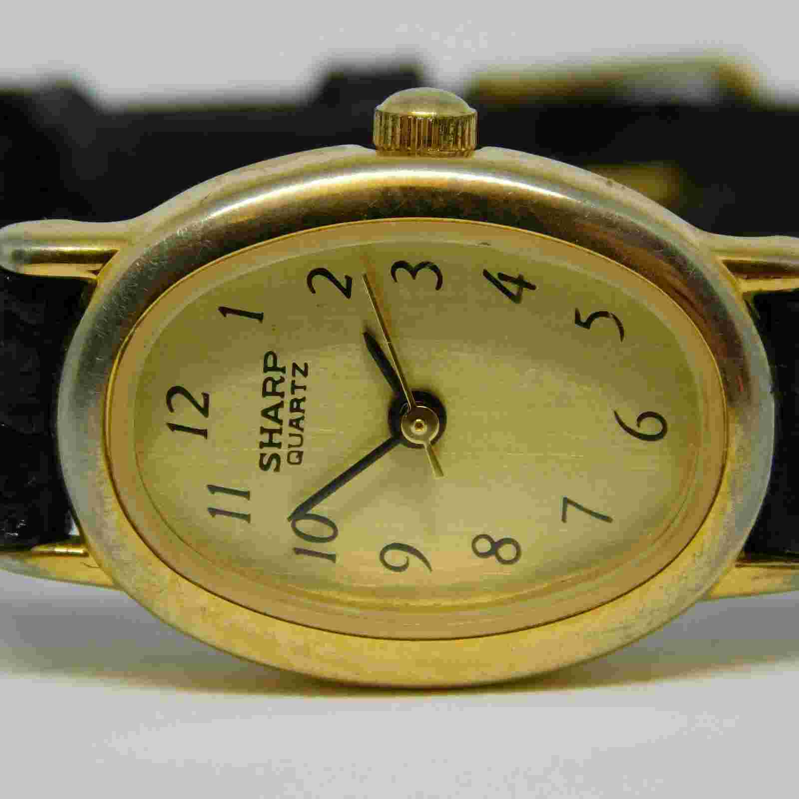 SHARP 38412 Gold Tone Case Quartz Analog Women's Watch New Battery