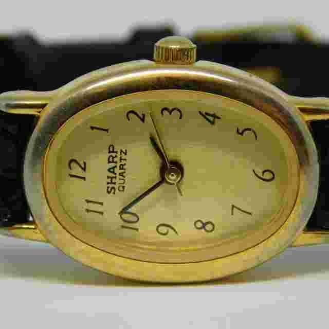 SHARP 38412 Gold Tone Case Quartz Analog Women's Watch New Battery