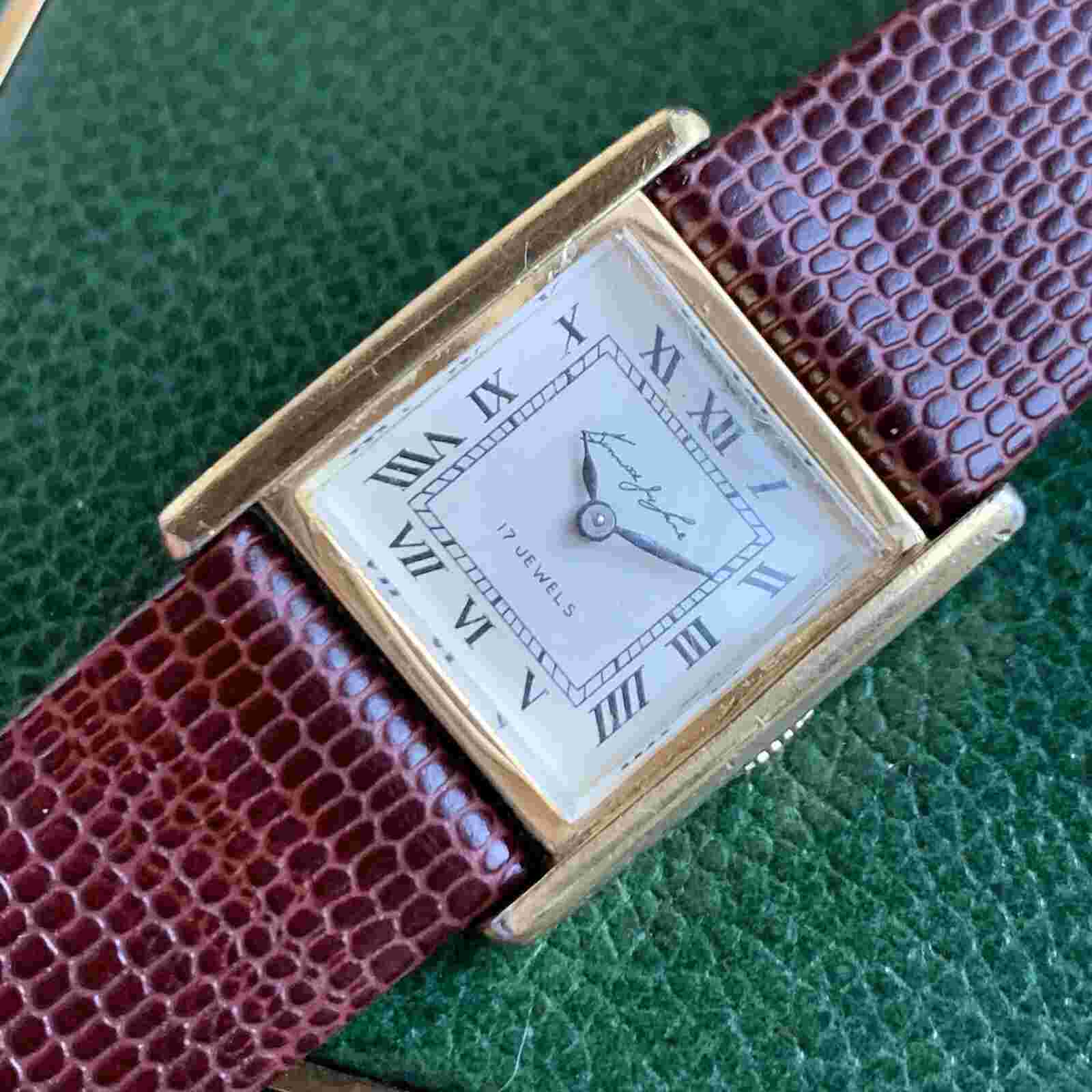 Vintage Kennth Jay Lane Tank Style Mechanical Manual Wind Wristwatch Unisex