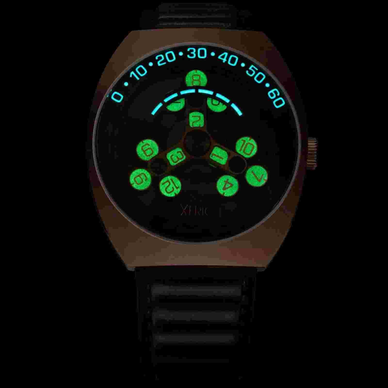 Xeric Scrambler Automatic Wandering Hour Rose Gold Gunmetal Watch - Brand New