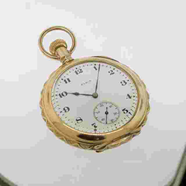 14K Yellow Gold Elgin 17 Jewel Open Face Pocket Watch Circa 1916  Pre-Owned