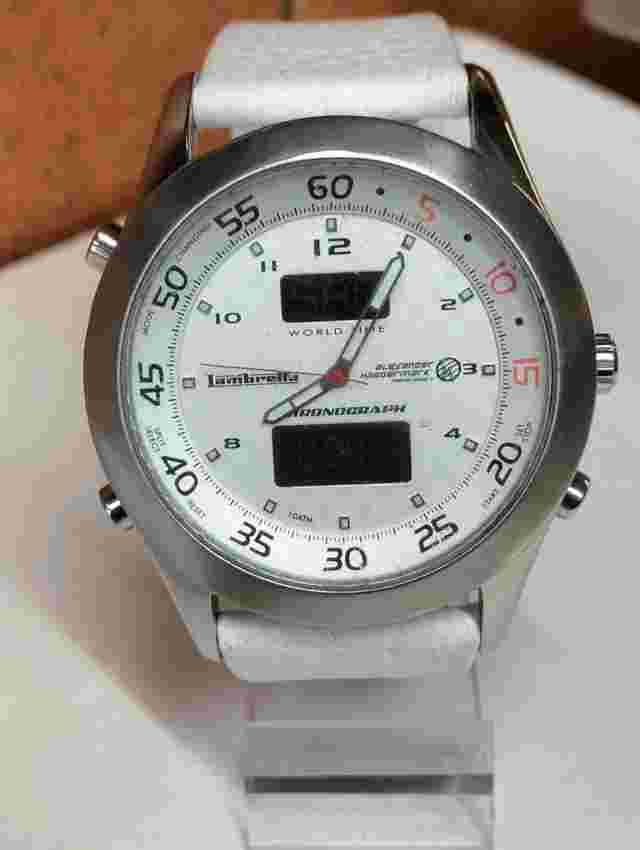 LAMBRETTA ANA-DIGI QUARTZ WHITE DIAL MEN'S MINT FULLY WORKING VINTAGE WATCH