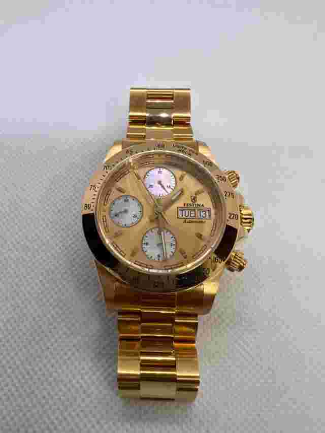 RARE FESTINA Chronograph F652-F25A- Solid 18K Gold “Daytona Style” SWISS MADE