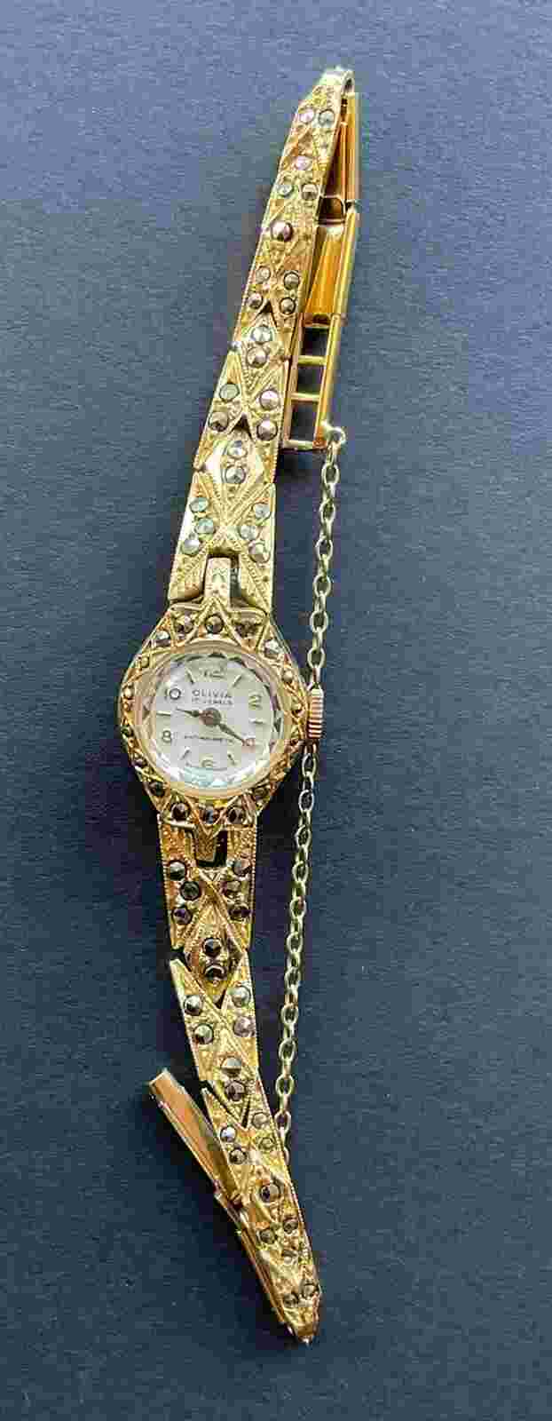WATCH - OLIVIA, MARCASITE, 17 Jewels, Antimagnetic, Vintage Ladies, Swiss.