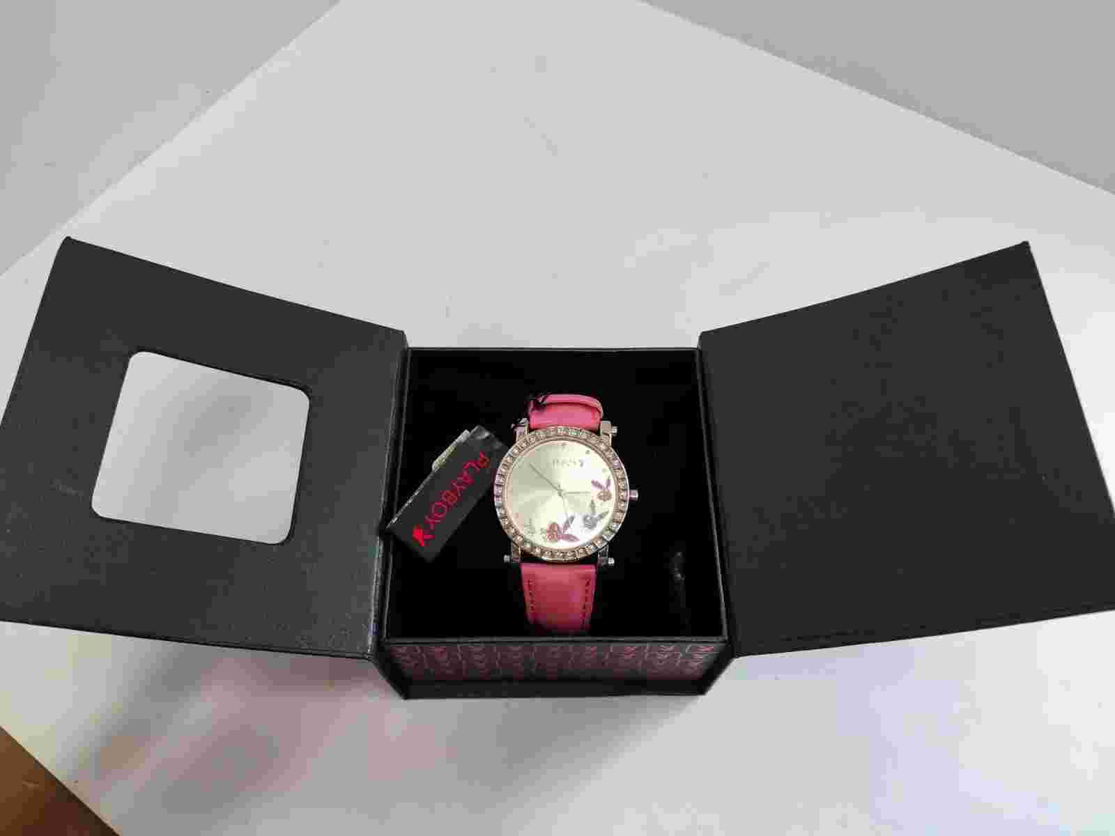 Ladies Large Playboy Wrist Watch & Pink Strap – Boxed Unused (Will Need Battery)
