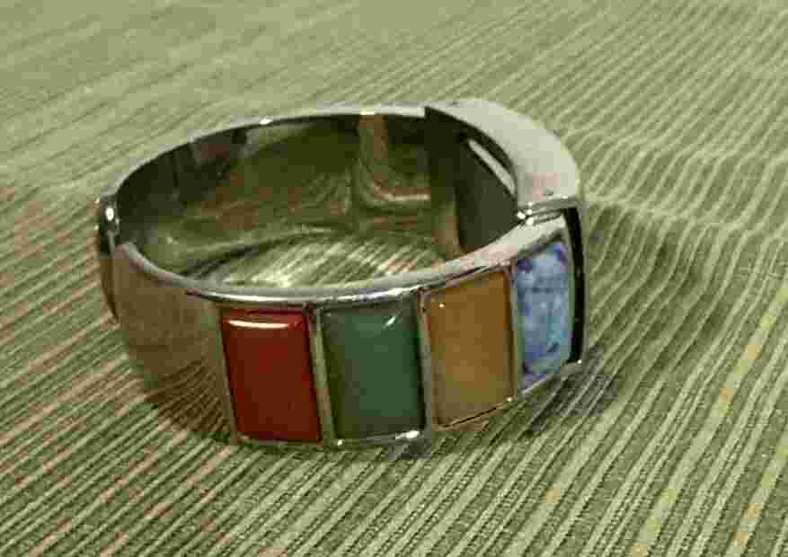 Unique 2004 Avon Women's Precious Stones Cuff Watch Silver Color...need Battery