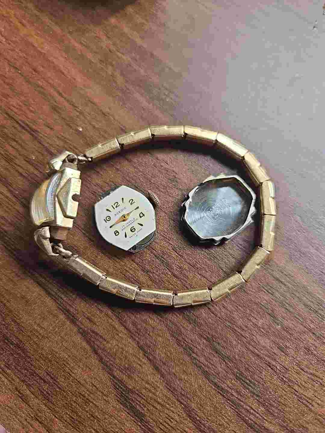 Acedic Ladies 17j Art Deco Watch  J.D. Allemann Son JB Champion Band For...