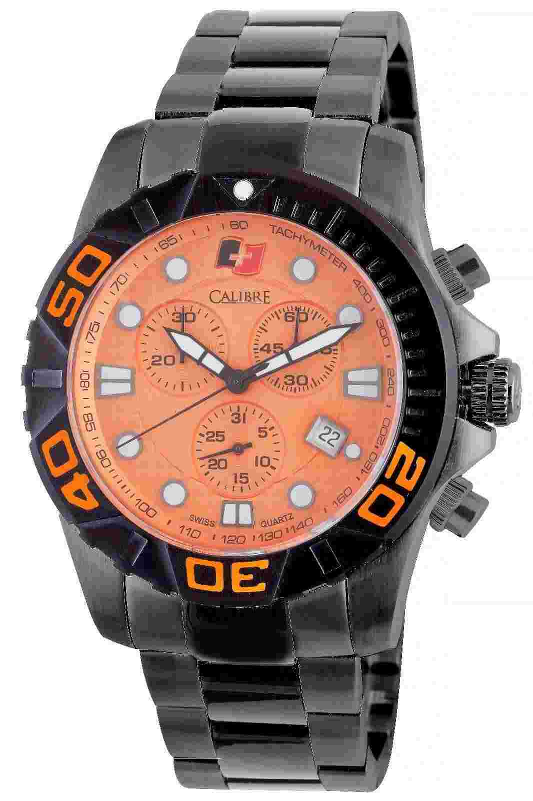 Calibre Men's SC-5A2-13-079.10 Akron Chrono Luminous Black IP Steel Watch