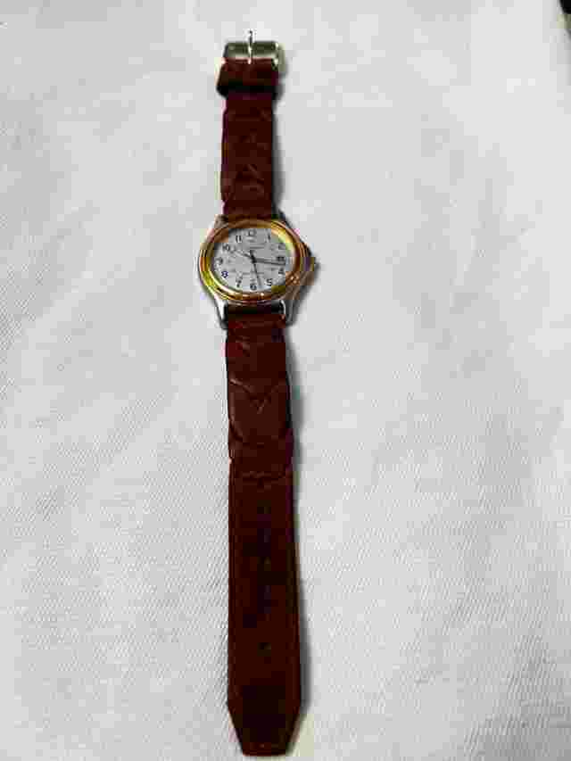 Vintage Coleman Mens Watch 40 004 Leather Gold/Silver SS Case Back Analog #11