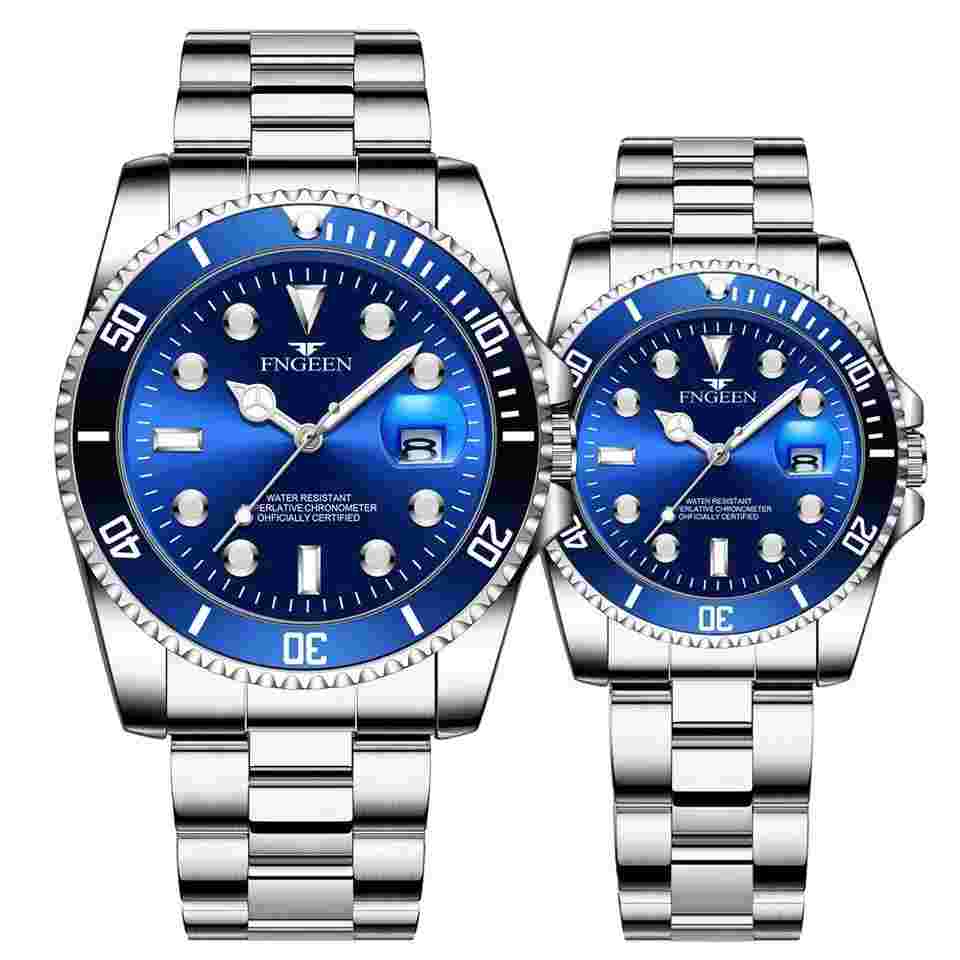 Classic Men & Women Stainless Steel Watch Business Calendar Quartz Wrist Watch
