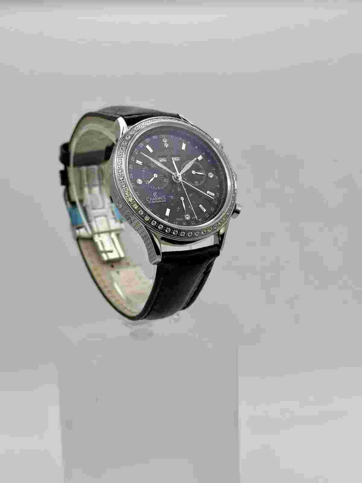 Charmex Of Switzerland Men’s Watch, Chronograph, Sapphire Crystal, Leather Strap