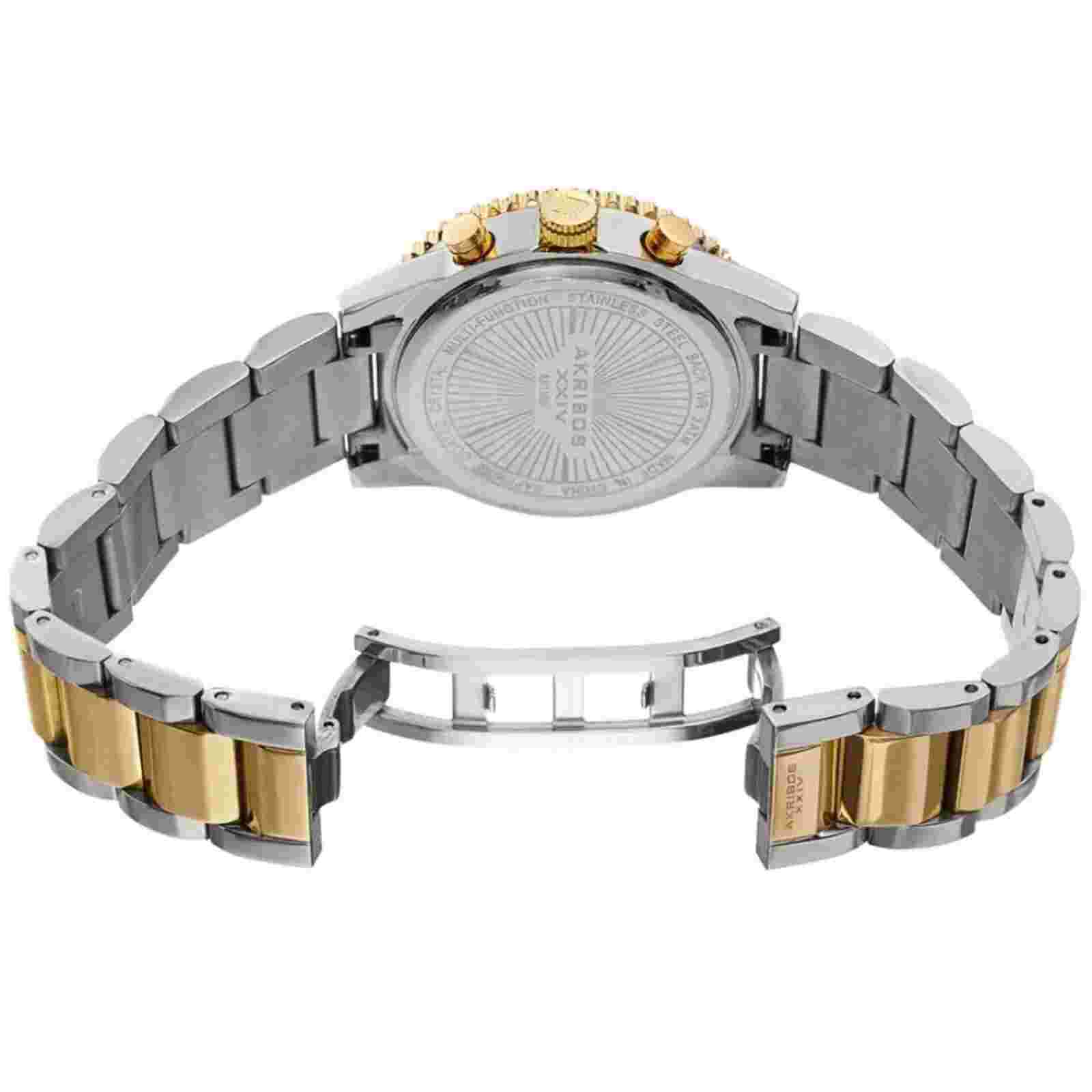 WOMEN'S QUARTZ TWO-TONE SILVER & GOLD ST STEEL BRACELET LINK WATCH AKRIBOS XXIV