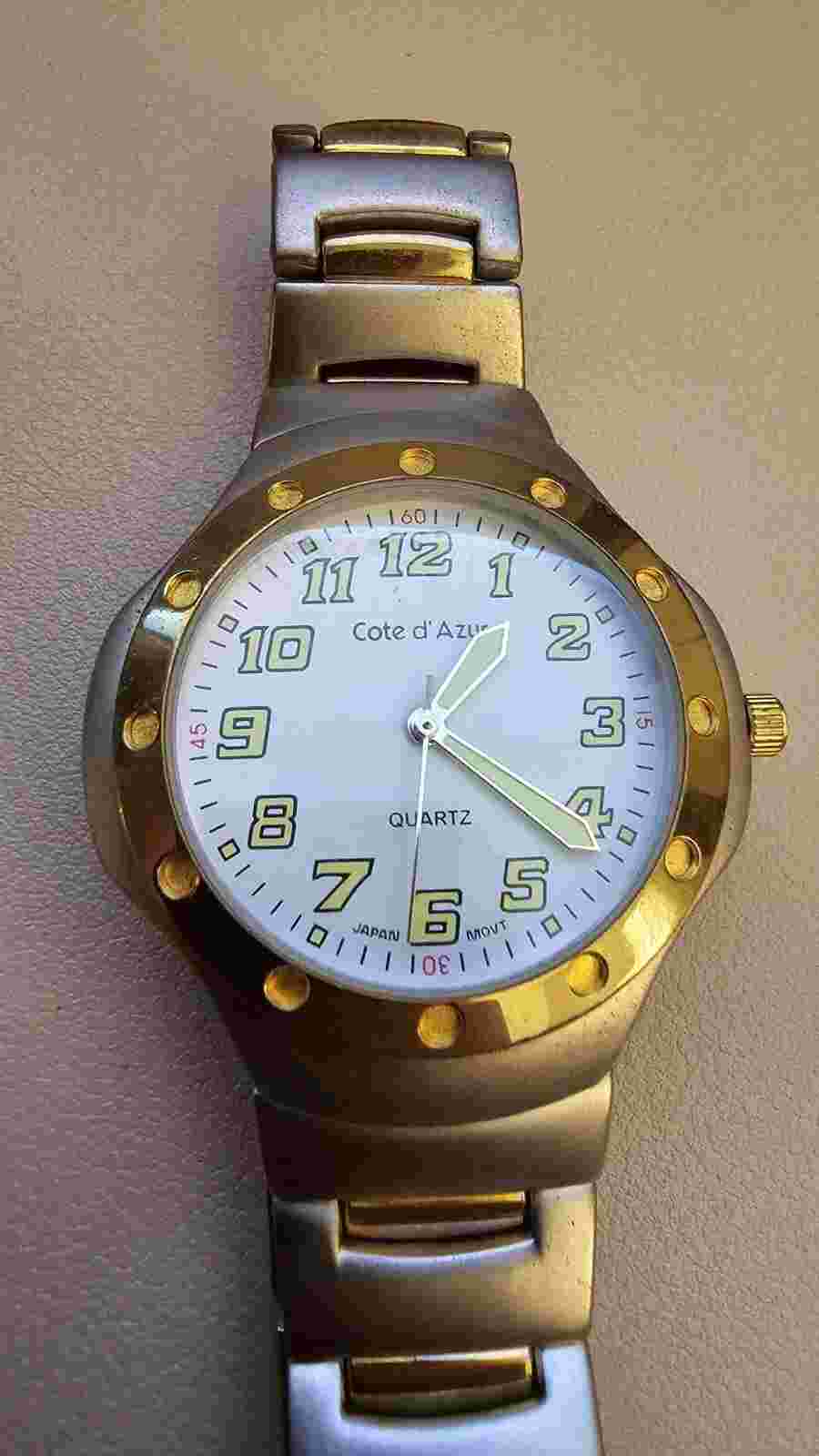E Cote D’Azur Two Tone Japan Quartz Stainless Vtg Needs Battery, Old Never Worn