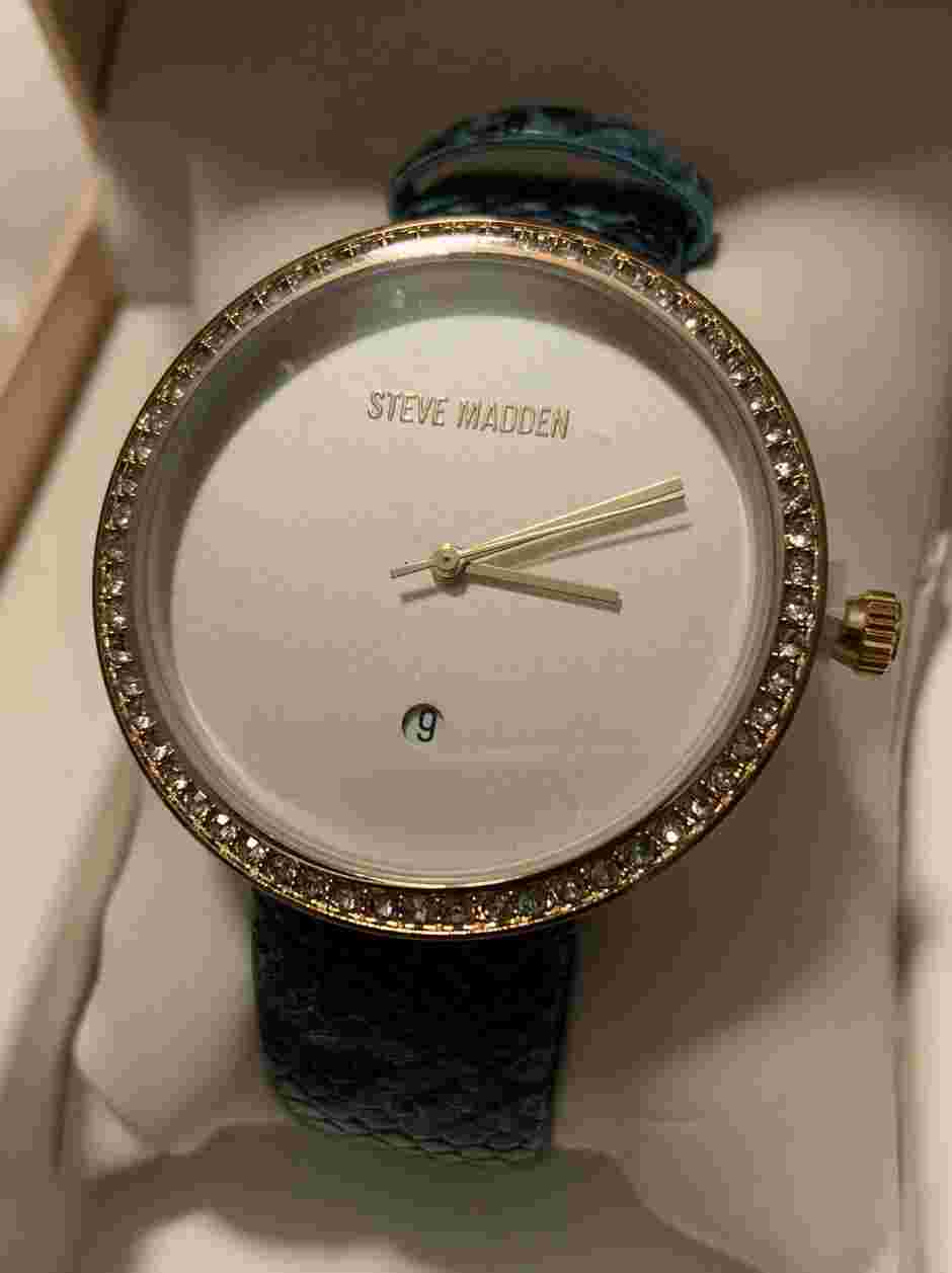 Steve Madden Ladies Blue Snakeprint Band Watch