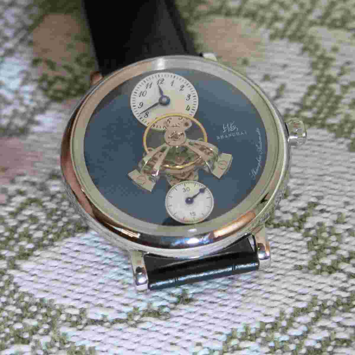 Blue Shanghai sky dome automatic watch, flywheel under arched roof of heaven