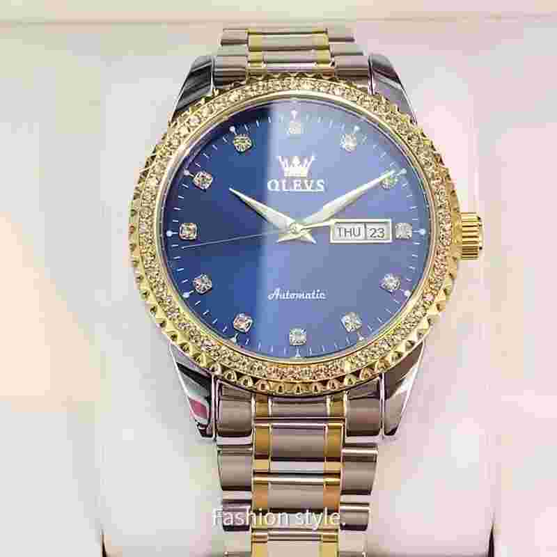 Men's Wrist Watch Steel Band Automatic Mechanical Watch Waterproof Day-Date