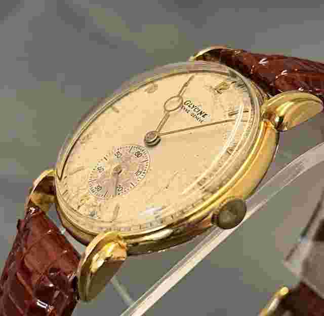 Glycine 18k Gold Men’s Mechanical Watch VTG, New Leather Band & Gold Tone Buckle