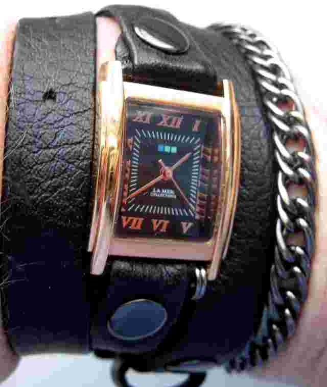 La Mer Collections Women's BLACK/GOLD/GUNMETAL Wrap WatchBRAND NEW