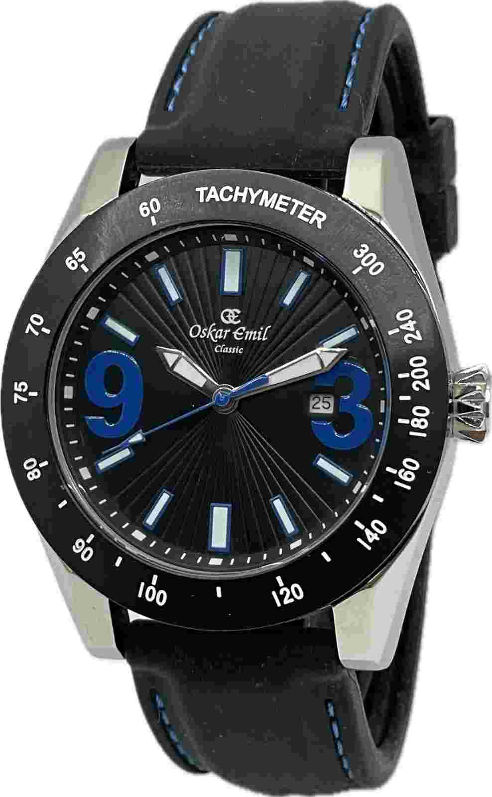 Oskar Emil SAPPORO Quality Gents Sturdy Watch Date/Tachymeter With Rubber Strap