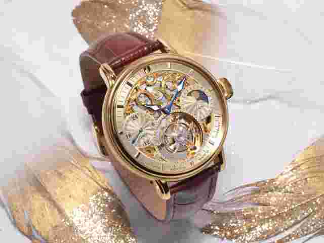Poljot International Men's Watch Tourbillon Skeleton Braun/Gold Colored 3360.T66