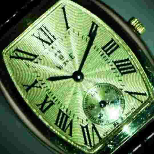 Vicence Milor Italy Ladies Watch Tonneau Barrel Case 14k Gold Black Leather