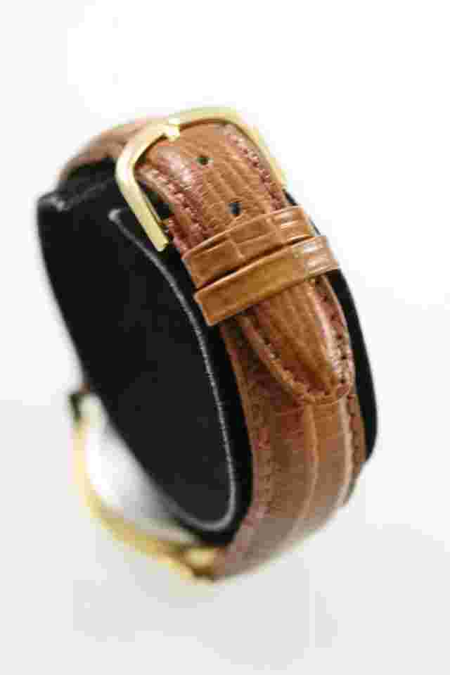 Victory Men Watch Stainless Gold Leather Brown Water Resist Battery White Quartz