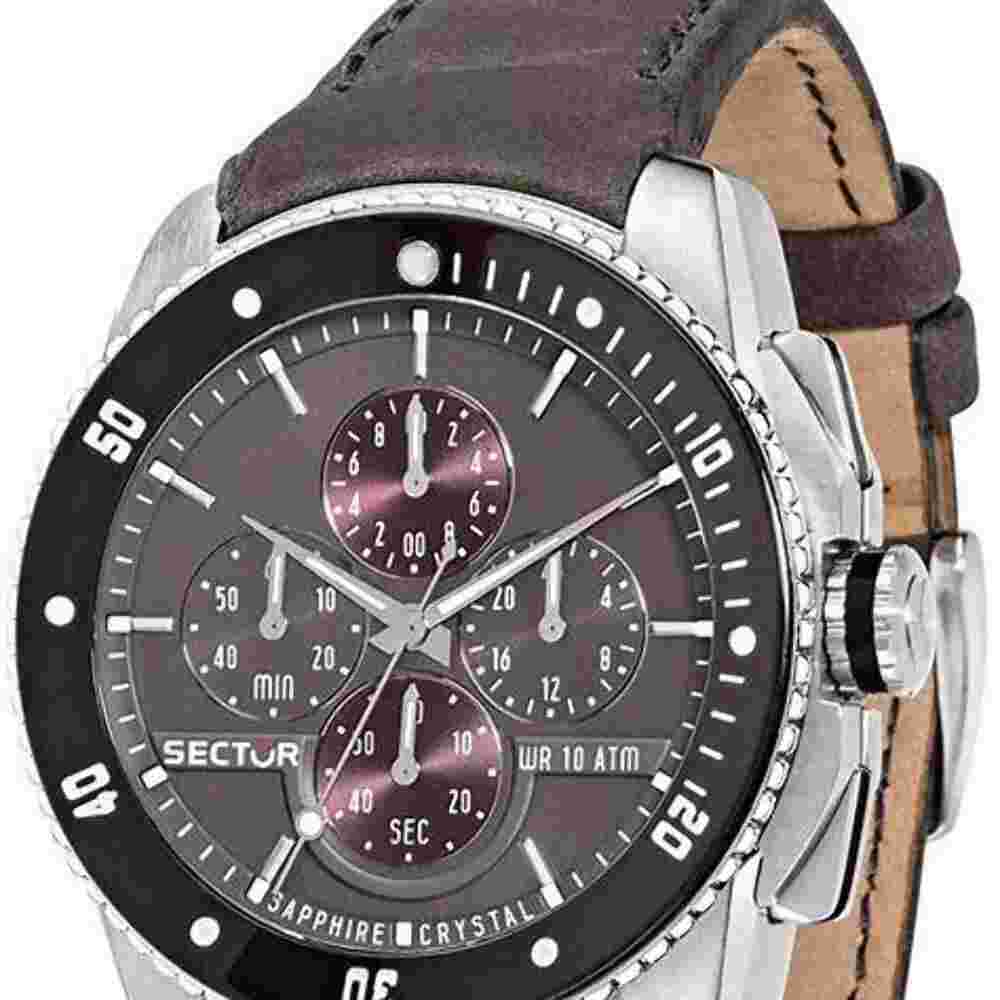 Sector 350 R3271903004 Men's Chronograph Watch - 45mm Grey Dial, Brown Leather S