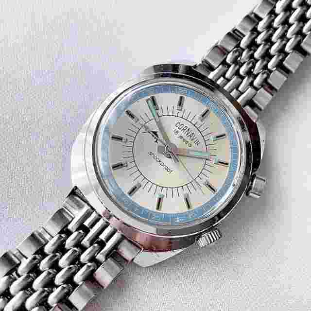 CCCP  CORNAVIN 18 Jewels with Alarm Men's Hand-Wound Watch Working Free Shipping