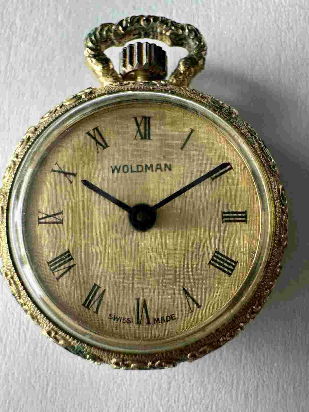 Woldman Gold Pocket Watch Size Of A Nickel