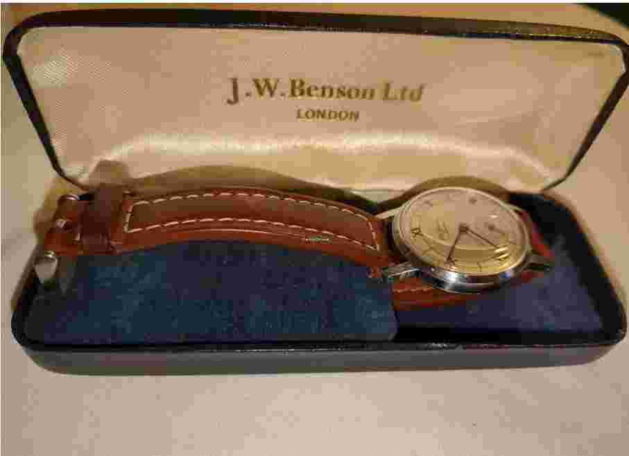 J.W. Benson wristwatch with box - made in England