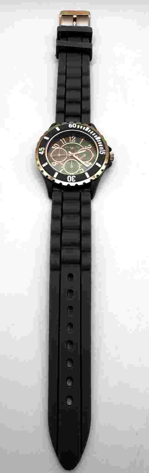 Attention Ladies' Rubber Bracelet Grey Watch w/ Swarovski Crystals