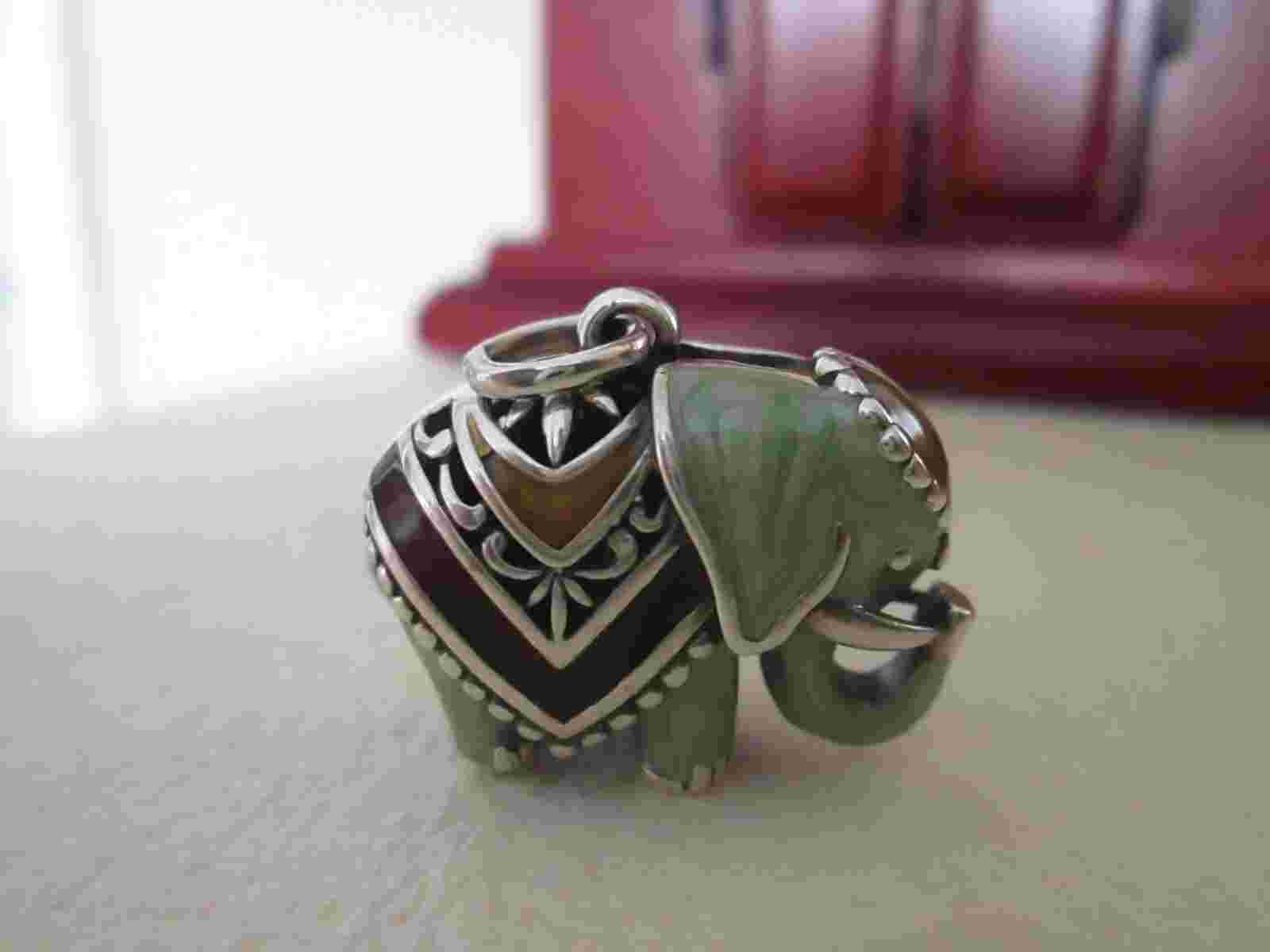 LENOX-Sterling Silver Enamel/Marcasite Double Luck Elephant Pendant & Watch SET