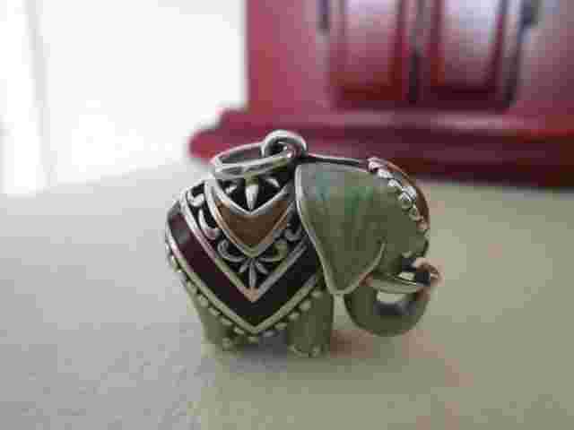 LENOX-Sterling Silver Enamel/Marcasite Double Luck Elephant Pendant & Watch SET