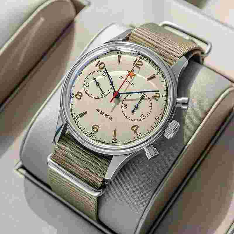 1963 Watch Pilot Chronograph Movement Quartz 40mm Waterproof Retro Red Star