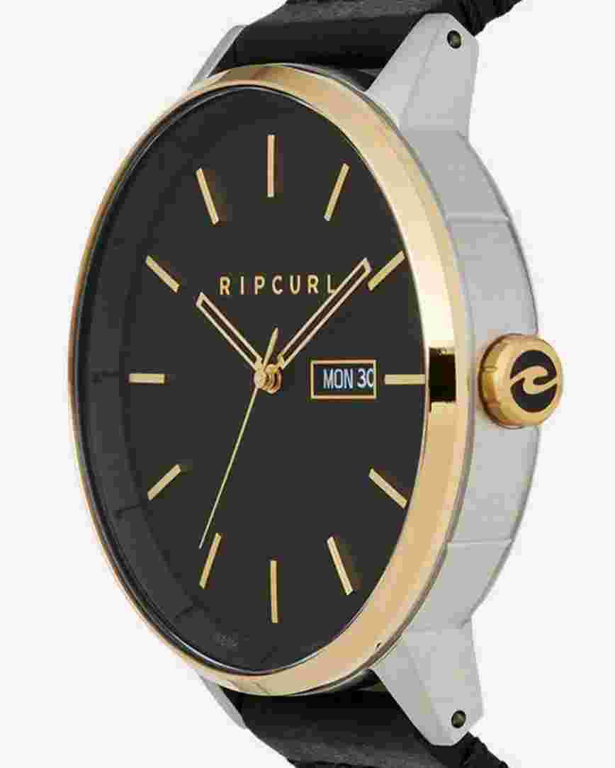 Rip Curl Mens DETROIT LEATHER SURF WATCH New - 006MTI Black Gold Rrp $249.99